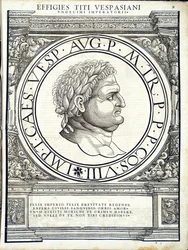 Titus Vespasianus, Illustration aus Imperatorum romanorum omnium orientalium et occidentalium verissimae imagines ex antiquis numismatis